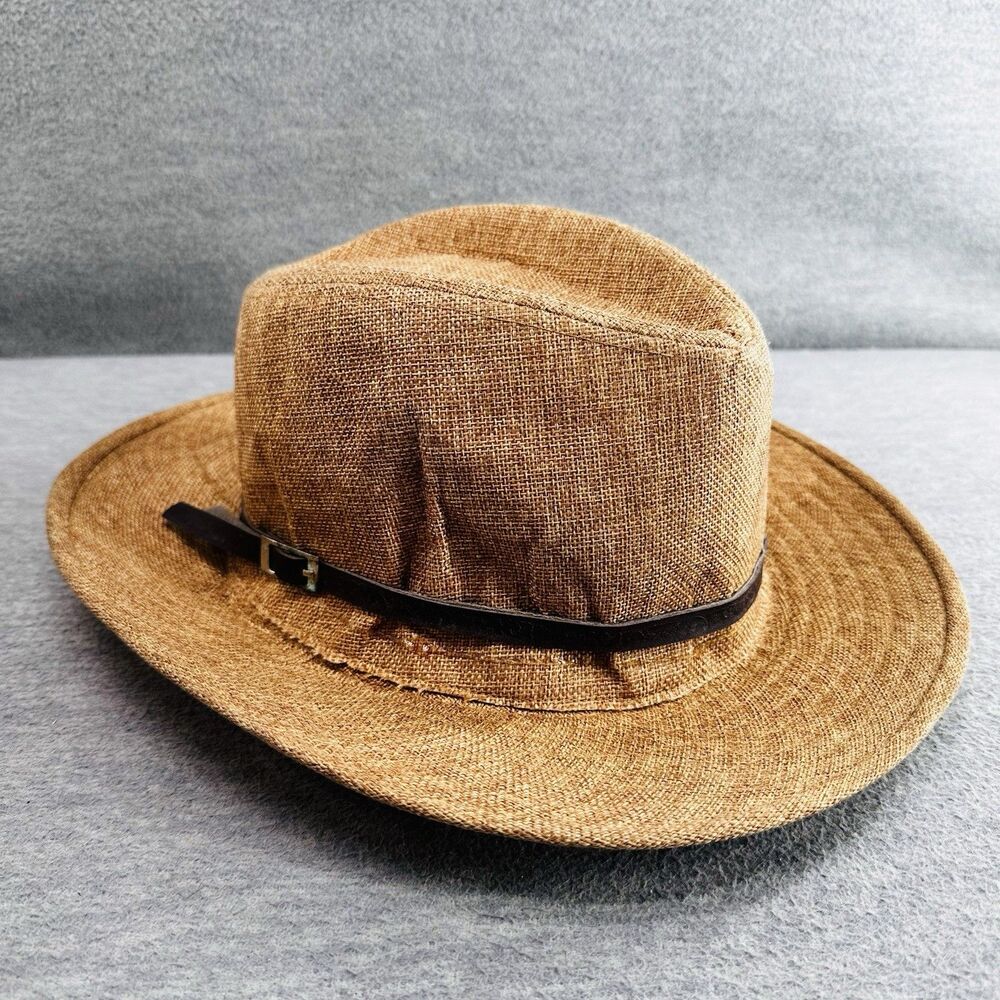 JACOBSON HAT - Tan with Band Straw Fedora OSFA Hat  H7